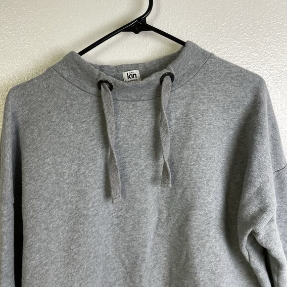 Kin by John Lewis Sweatshirt Gray Womens Small Pullover Crop Drawstring Tie - Picture 3 of 11